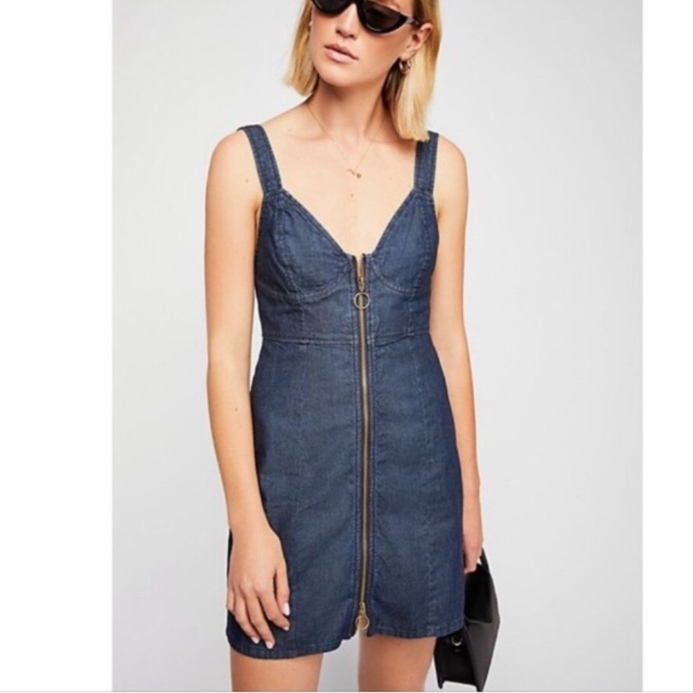 Free people majorie denim mini dress, Sz 0